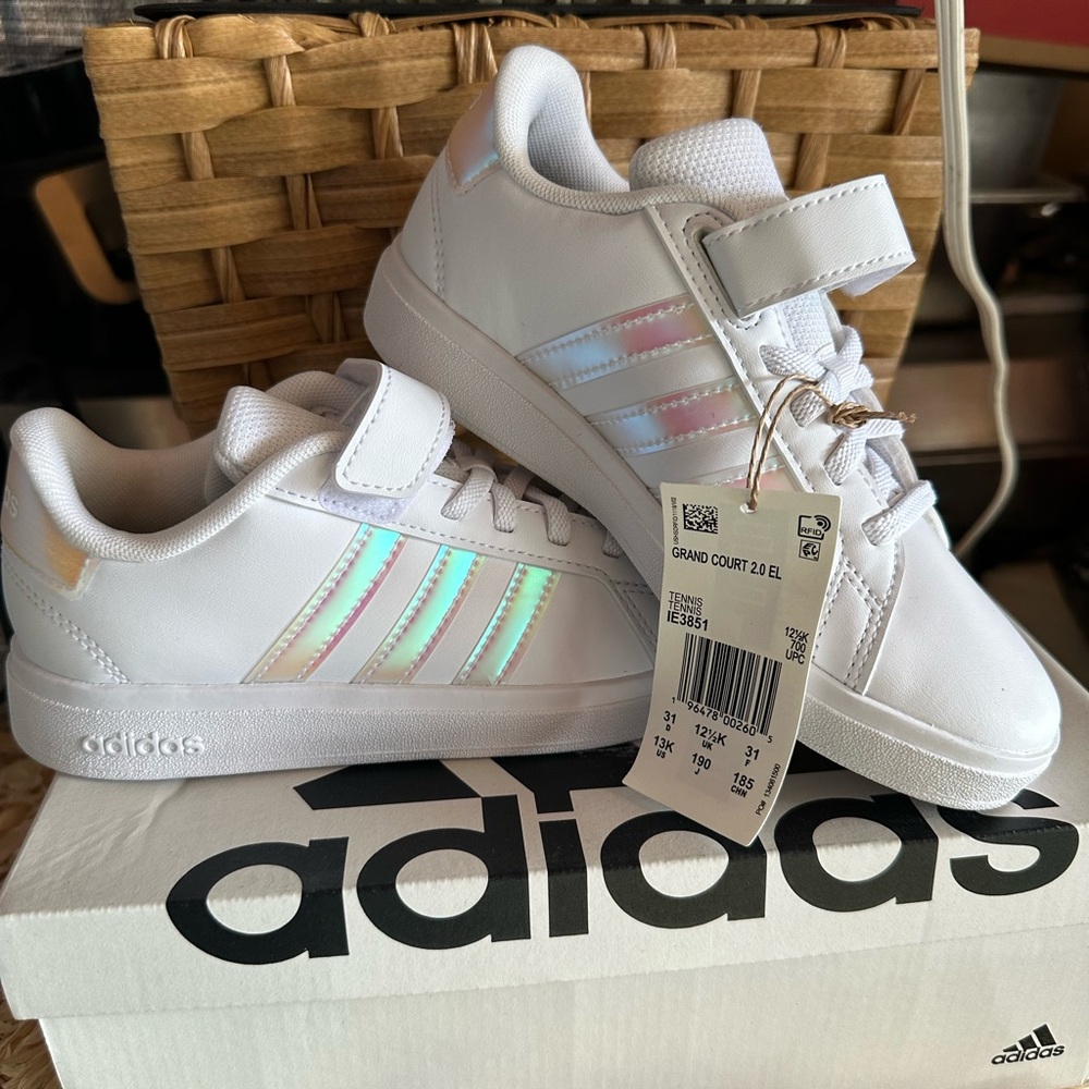 Adidas Kids Grand Court 2.0 EL White Iridescent Sneakers